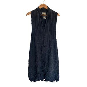 Alquema Women's 1 (US 6-10 )Navy Crush Vest Dress NWOT Lagenlook Artsy